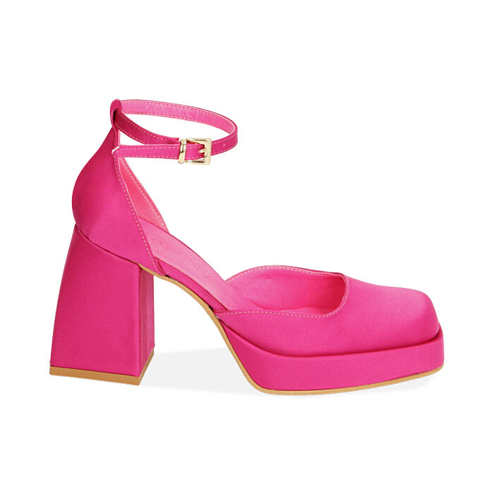 Décolleté donna platform fucsia in raso, tacco 9 cm | Primadonna Collection
