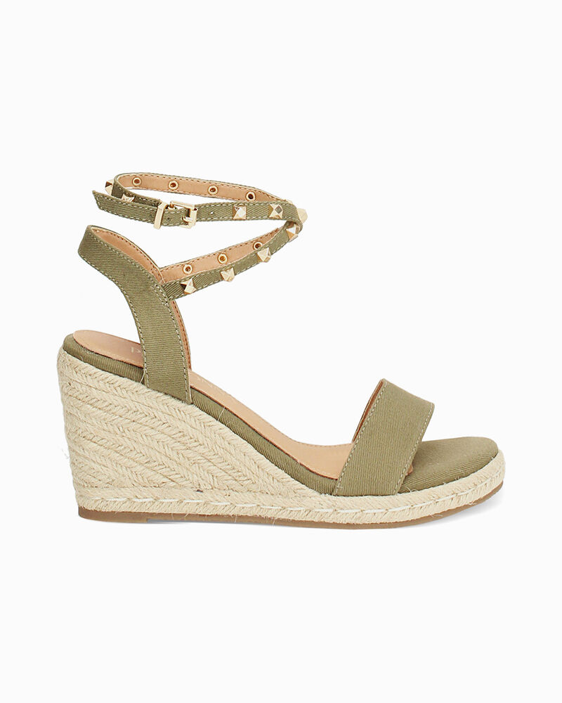 Zeppe donna verde salvia in canvas con braccialetto image number null