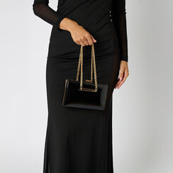Clutch nera in vernice con profili oro, Primadonna, 261101951VENEROUNI, 002 preview