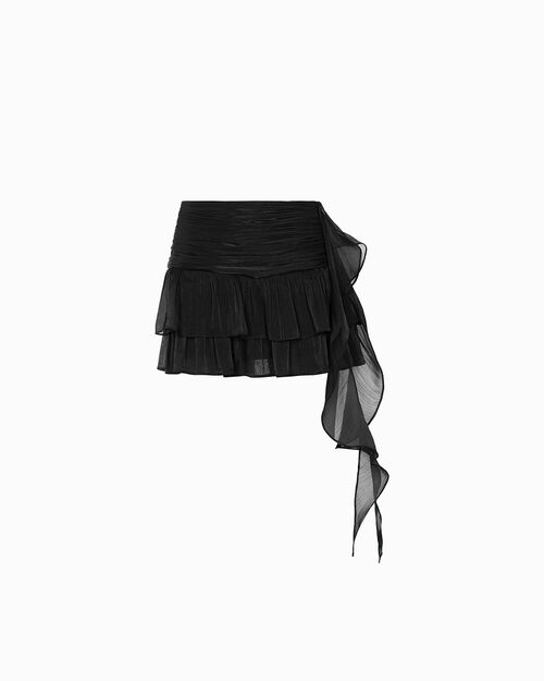 Falda negra con detalles urban chic, BLACK