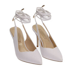 Slingback lace-up bianche, tacco 9 cm , SPECIAL SALES, 172106620EPBIAN040, 002a