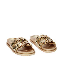 Sandali flat oro con doppia fibbia, Primadonna, 23U508582EPOROG036, 002a