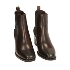 Chelsea boots testa di moro in pelle, tacco 6,5 cm , Primadonna, 209404554PEMORO035, 002a