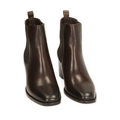Botines Chelsea de piel marrón oscuro, tacón de 6,5 cm, Primadonna, 209404554PEMORO035, 002a