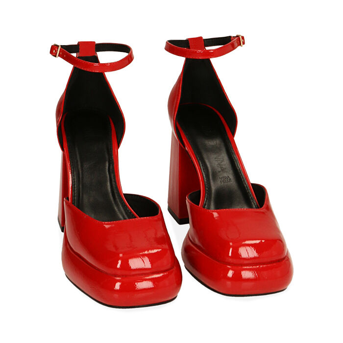 D collet donna rosse platform in naplack tacco 10 cm