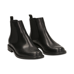 Chelsea boots neri in vera pelle, Stivaletti, 147729508PENERO036, 002 preview