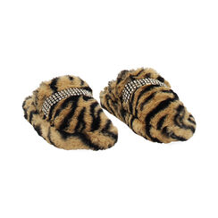 Pantoufles tigre en fourrure synthétique avec semelle en caoutchouc, Primadonna, 264753241FUTIGR035, 003 preview