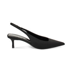 Décolleté slingback donna nere in tessuto, tacco 5 cm, Primadonna, 252115901LYNERO035, 001 preview