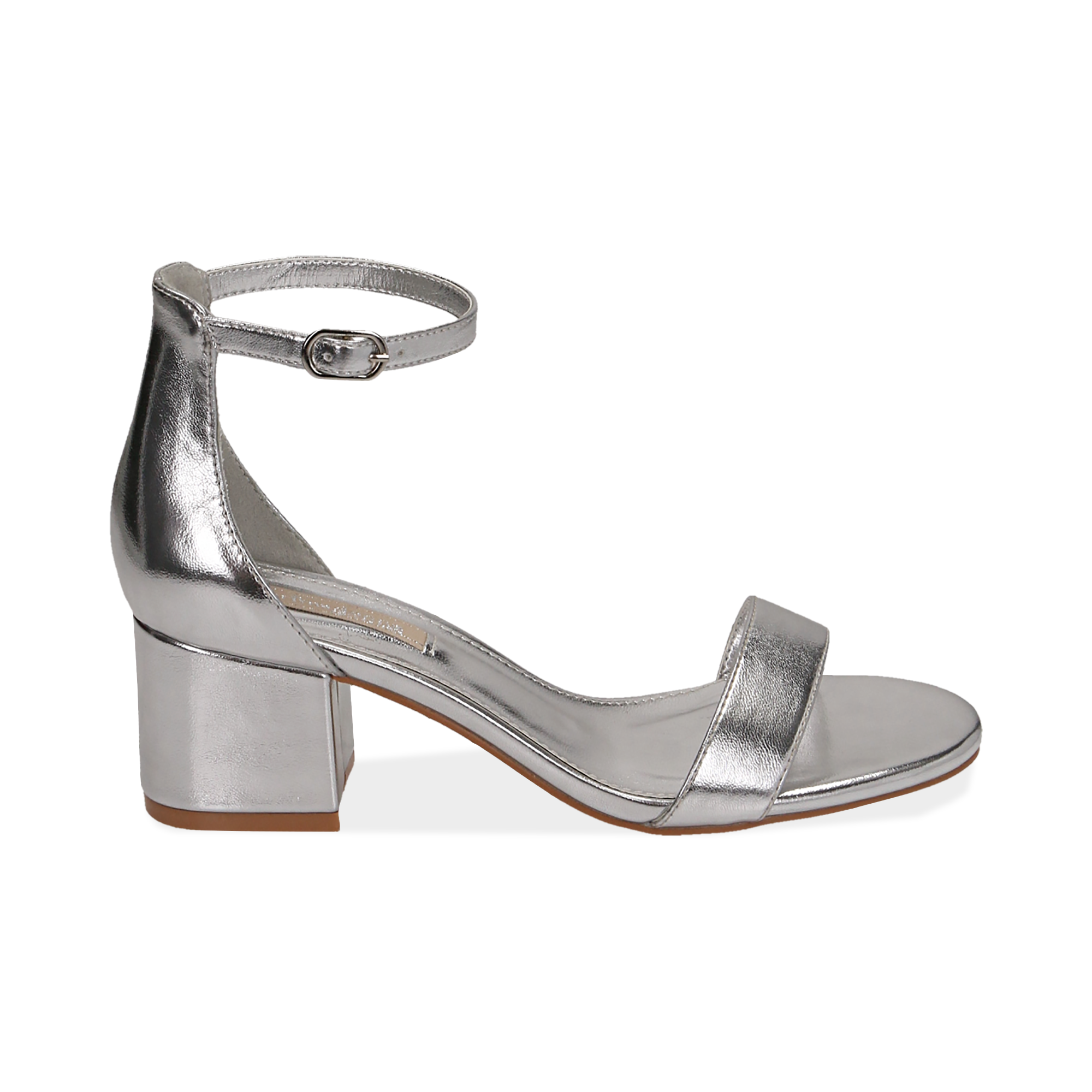 Sandali tacco basso argento clearance