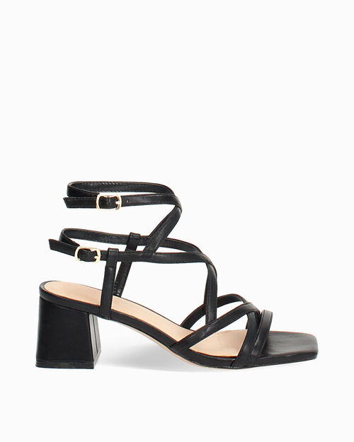 Sandali neri tacco 5,5 cm, BLACK