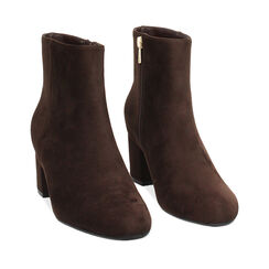 Tronchetti in microfibra testa di moro con tacco 6,5 cm, Scarpe, 264918701MFMORO037, 002a