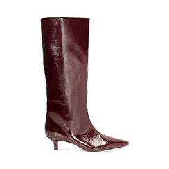 Bottes bordeaux en cuir verni avec talon de 4,3 cm, Primadonna, 264959501NPBORD036, 001 preview