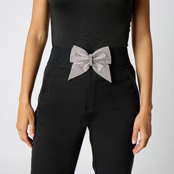 Cintura in tessuto nero-argento con dettagli distintivi, Primadonna, 26B400819TSNEARUNI, 002a