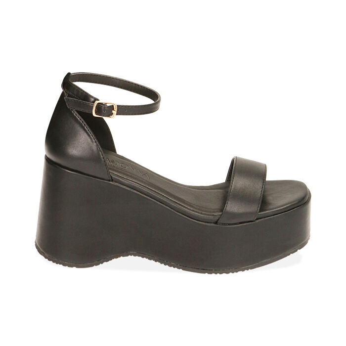 Sandali donna neri zeppa 9 cm Primadonna Collection
