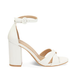 Sandalia de tacón ancha blanca para mujer, Primadonna, 252783454EPBIAN035, 001a