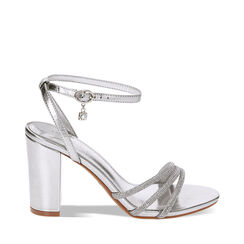 Sandalias con tacón plateado laminado con piedras, Special Price, 232712111LPARGE037, 001a