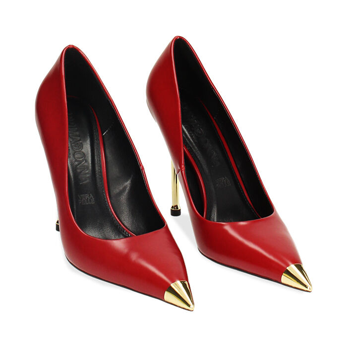 Decollete rosse in abrasivato tacco laccato oro 11 cm Primadonna Collection