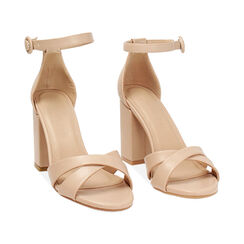 Sandale à talon femme beige avec talon large, Primadonna, 252783454EPBEIG035, 003 preview