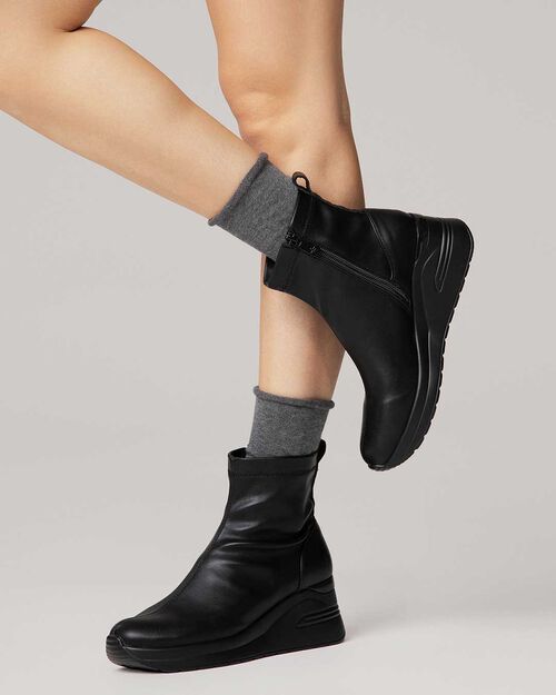 Botas negras slip on tac&oacute;n de 7 cm, BLACK