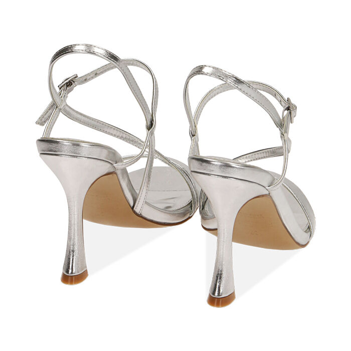 Sandali donna argento laminato tacco 10 cm Primadonna Collection