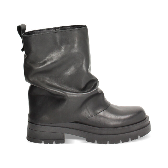 WOMEN SHOES BIKER LEATHER NERO, Primadonna, 24L699702PENERO037