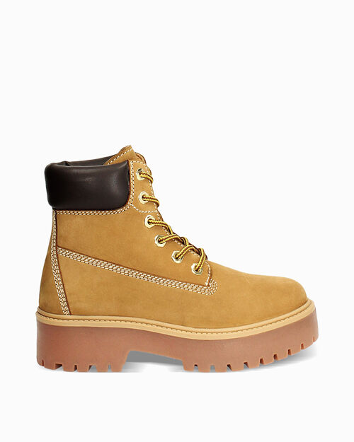 Polacchino giallo in nabuk con tacco 4,8 cm, YELLOW