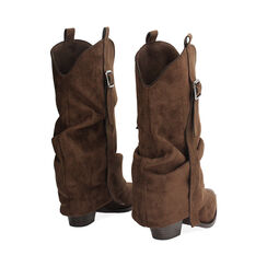 Texani con gambale arricciato in microfibra testa di moro, Primadonna, 263063906MFMORO040, 003 preview