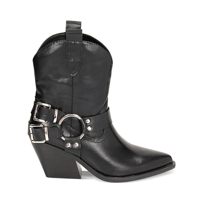 Bottines texanes femme noires avec boucles Primadonna Collection