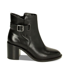 Stivaletti neri in pelle, tacco 6,5 cm, Primadonna, 229474043PENERO035, 001a