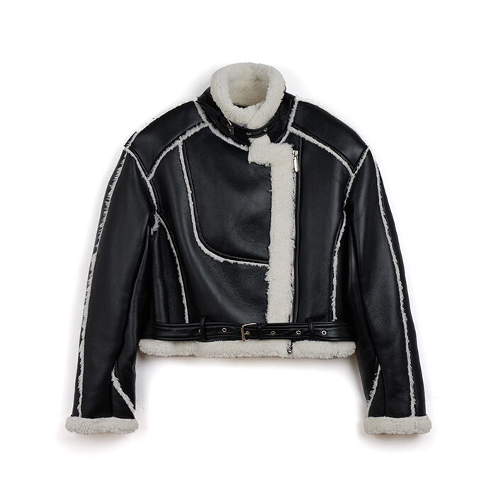 Piel de borrego negro y blanco con detalles sofisticados, Primadonna, 262501052EPNEBIL