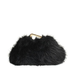 Bolso de mano negro en pelo sintético con correa removible, Primadonna, 265126381FUNEROUNI, 001a