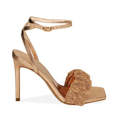 Sandali rosa oro con strass, tacco 10,5 cm , 192113705LMRAOR036, 001a