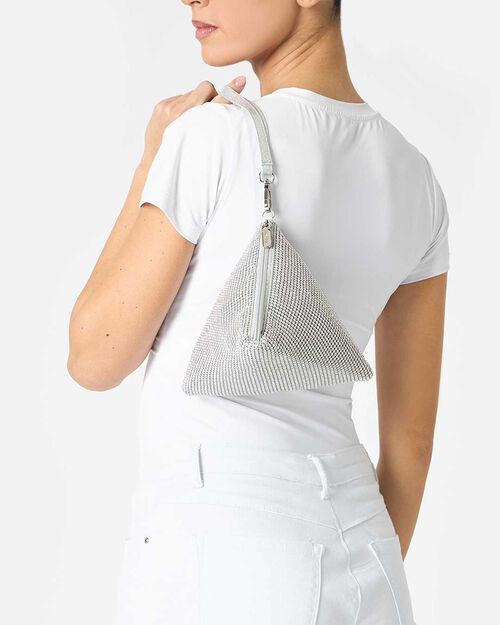 BAG MINI BAG BRAIDED STONES ARGE, SILVER