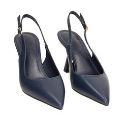 Décolleté slingback blu, tacco 8 cm, Primadonna, 234934803EPBLUE036, 002a