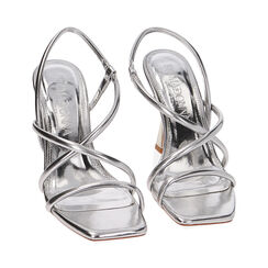 Sandali argento laminato, tacco 9,5 cm, Primadonna, 212100107LMARGE036, 002 preview