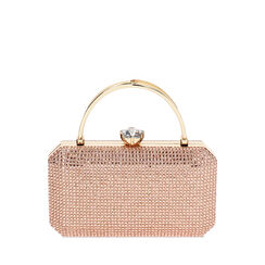 Pochette femme rose doré en laminé avec pierres, Primadonna, 255109981LPRAORUNI, 001a