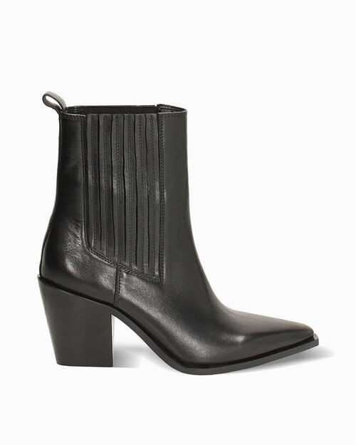 Tronchetti texani neri pelle tacco 8,2 cm, BLACK