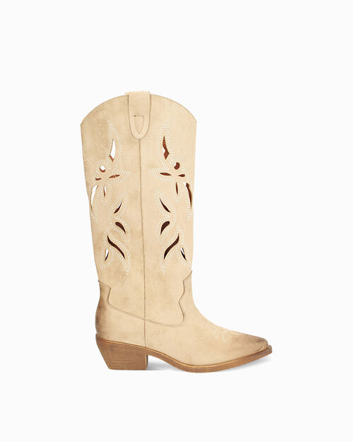 Botas de mujer taupe en microfibra, 