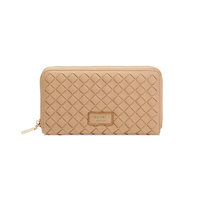 Portafoglio donna beige intrecciato, Primadonna, 255700503EIBEIGUNI