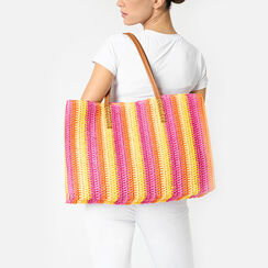 Borsa donna mare grande gialla in raffia, Primadonna, 25J904549RFGIALUNI, 002a