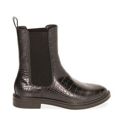 Botines Chelsea negros con estampado de cocodrilo, Special Price, 180611411CCNERO035, 001a