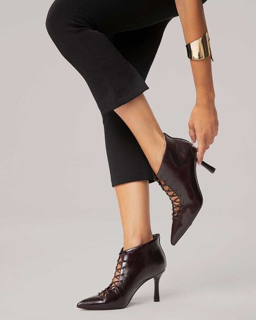 Botines marr&oacute;n oscuro con tac&oacute;n de aguja, DK BROWN