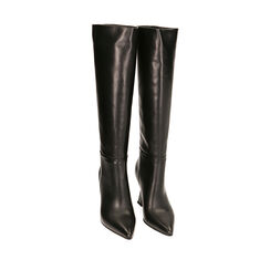 Bottes en cuir noir, talon 8,5 cm , Primadonna, 20A555021PENERO036, 002a