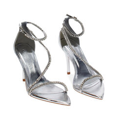Sandales à talons argentés en laminé avec pierres, Fin de Collection, 232107905LPARGE035, 002 preview