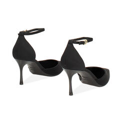 Décolleté open shank nere da donna in tessuto con tacco di 7,5 cm, Primadonna, 262178010LYNERO035, 004 preview