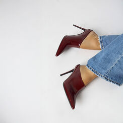 Sabot bordeaux lucido con tacco 10 cm, Primadonna, 262188522EUBORD035, 002a