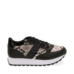 Sneakers bianco/nere stampa pitone, Primadonna, 162619079PTBINE035, 001a