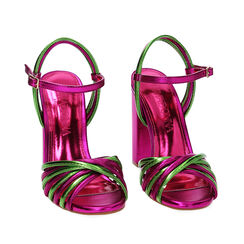 Sandali con tacco fucsia in laminato, Ultime occasioni, 232760885LMFUCS038, 002a