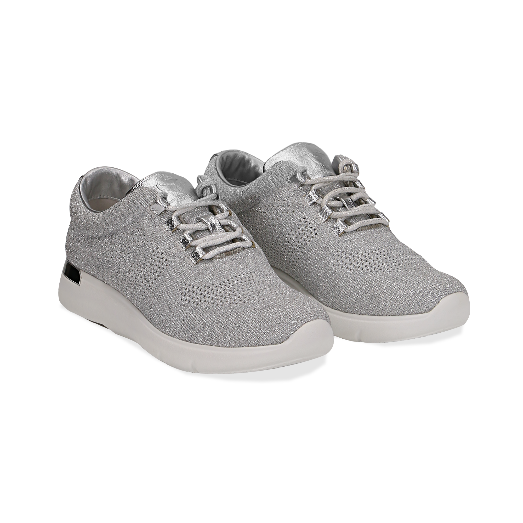 Sneakers da donna argento in tessuto glitter | Primadonna Collection