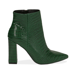 Ankle boots verdi stampa cocco, tacco 9,5 cm ,